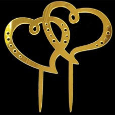 Cake topper dubbel hart goud